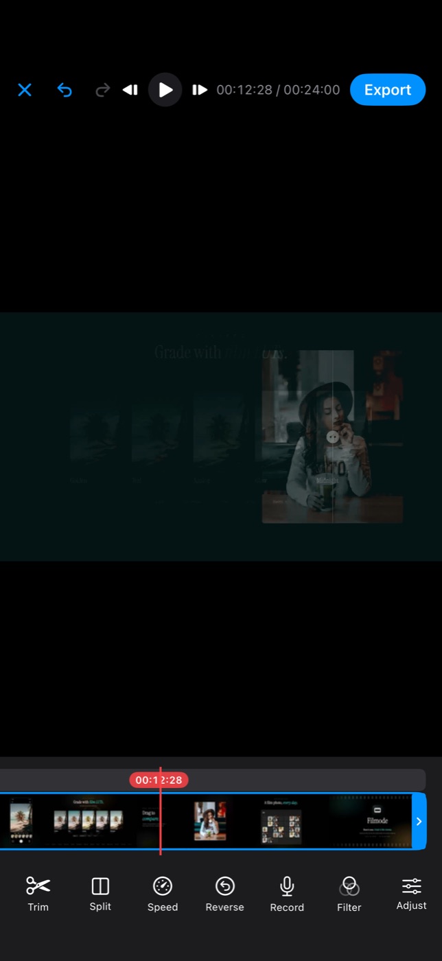 The same clip with a film grade applied.