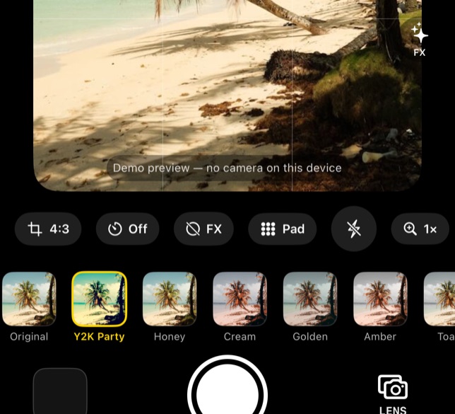 The camera LUT strip picks up custom looks automatically.