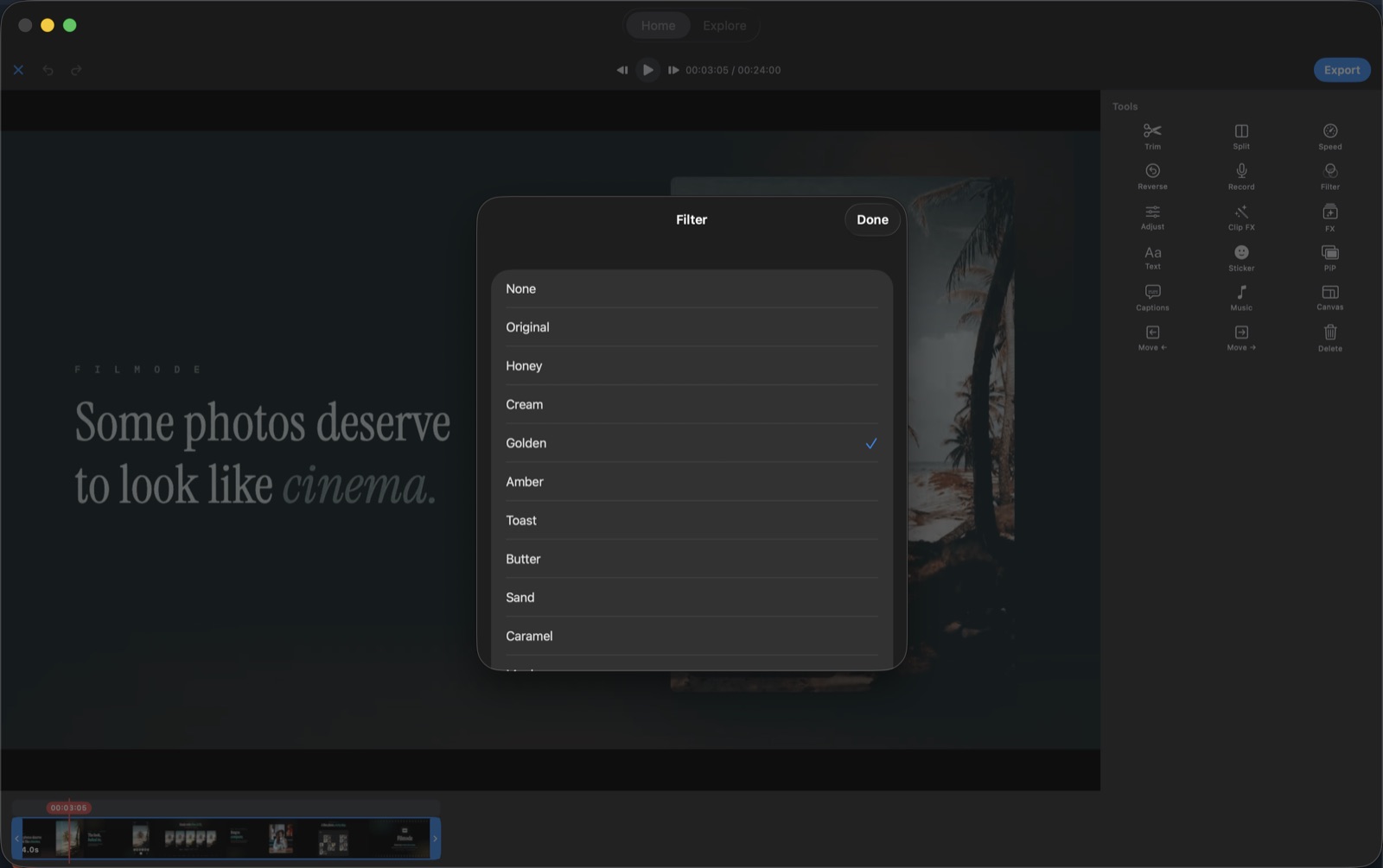 Applying a LUT to a clip on the Mac.